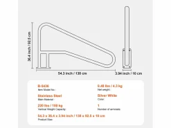 Outlet Pasamanos de Piscina SucceBuy de Acero Inoxidable de 142×94.5 cm para Spas y Piscinas Plateado