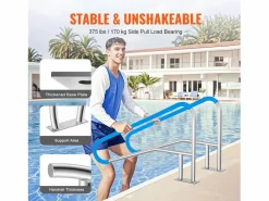 Outlet Pasamanos de Piscina SucceBuy de Acero Inoxidable de 142×94.5 cm para Spas y Piscinas Plateado