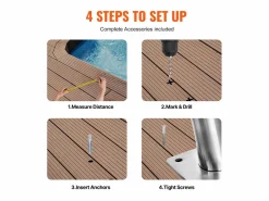 Outlet Pasamanos de Piscina SucceBuy de Acero Inoxidable de 142×94.5 cm para Spas y Piscinas Plateado