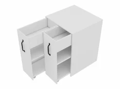 Merax Pedalito de oficina con ruedas - 52 x 50 x 75 cm - con cajones - intercambiable Izquierda-derecha - Aglomerado -
