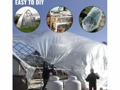 Película de Invernadero SucceBuy, 4,5 x 12,2 m, Plástico PE, Polietileno para Invernadero, Lona , Mantener Caliente