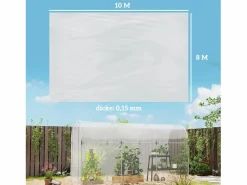 Película de invernadero de 8 x 10 m de grosor con protección UV, resistente al agua, para túneles de cultivo de plástico (1000 x 800 x 1 cm) Transparente