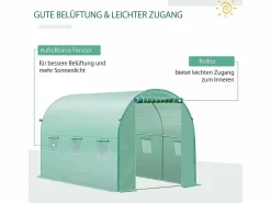 Hot Película de polietileno para túnel de jardín, 6 ventanas, (300x200x200 cm) Verde