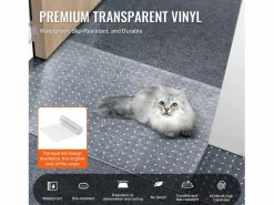 Película de Protección de Alfombra, SucceBuy Alfombra Protectora para Gatos 38 cm × 1.10 m PVC Antiarañazos Antideslizante