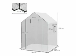 Sale Película de repuesto para invernadero, PE reforzado 135 g/m², con ventana lateral y puerta enrollable, color (140 x 143 x 190 cm) Blanco