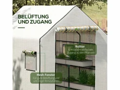 Sale Película de repuesto para invernadero, PE reforzado 135 g/m², con ventana lateral y puerta enrollable, color (140 x 143 x 190 cm) Blanco