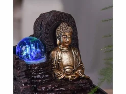 Zen Arôme Pequeña fuente de resina de interior con Buda Theravada de LED