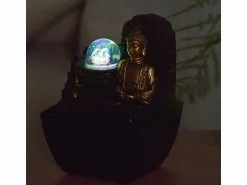 Zen Arôme Pequeña fuente de resina de interior con Buda Theravada de LED