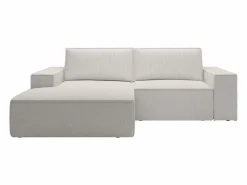 Vente-unique Pequeño Sofá cama rinconera izquierda de pana color AMELIA