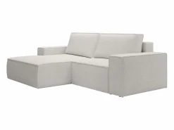 Vente-unique Pequeño Sofá cama rinconera izquierda de pana color AMELIA
