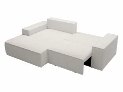 Vente-unique Pequeño Sofá cama rinconera izquierda de pana color AMELIA