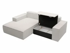 Vente-unique Pequeño Sofá cama rinconera izquierda de pana color AMELIA