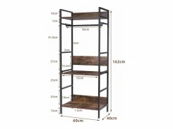 New Perchero - Armario Abierto de Metal y Madera Perchero Extraíble - 162x60x40cm Burro Para Ropa