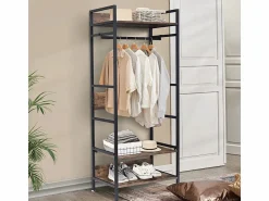 New Perchero - Armario Abierto de Metal y Madera Perchero Extraíble - 162x60x40cm Burro Para Ropa