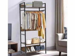 New Perchero - Armario Abierto de Metal y Madera Perchero Extraíble - 162x60x40cm Burro Para Ropa
