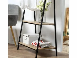 Calicosy Perchero 2 baldas estilo industrial - y efecto madera Negro