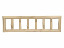 Hot Vente-unique Perchero 6 ganchos de madera de teca - Ancho 70 x Prof. 11 x Alt. 20 cm - Color: natural - LIPALIA Color natural claro