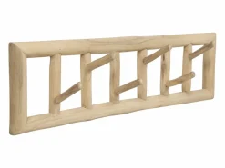 Hot Vente-unique Perchero 6 ganchos de madera de teca - Ancho 70 x Prof. 11 x Alt. 20 cm - Color: natural - LIPALIA Color natural claro