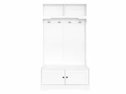 Outlet OKWISH Perchero con 4 ganchos y 2 puertas de almacenamiento – Para recibidores y pasillos Blanco