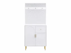 OKWISH Perchero con 2 puertas y 1 cajón de almacenaje, tiradores y patas dorados