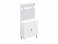 OKWISH Perchero con 2 puertas y 1 cajón de almacenaje, tiradores y patas dorados
