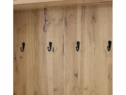 Outlet Perchero blanco y natural con ganchos y estantes de almacenamiento, 2 puertas – Para recibidores y pasillos Armario De Entrada