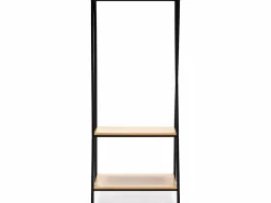 Online Perchero Carla 2 estantes 1 barra, color roble/negro, 150 cm altura Perchero