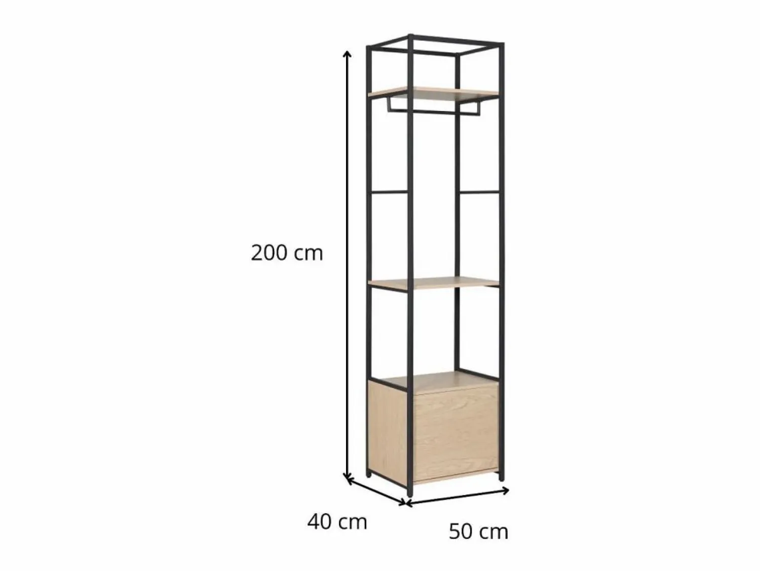 Perchero cerrado de madera y metal W50 x H200 cm JUNIO
