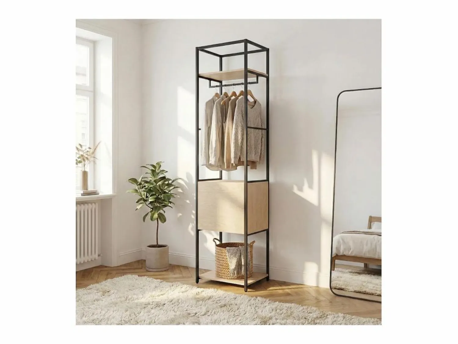Perchero cerrado de madera y metal W50 x H200 cm JUNIO