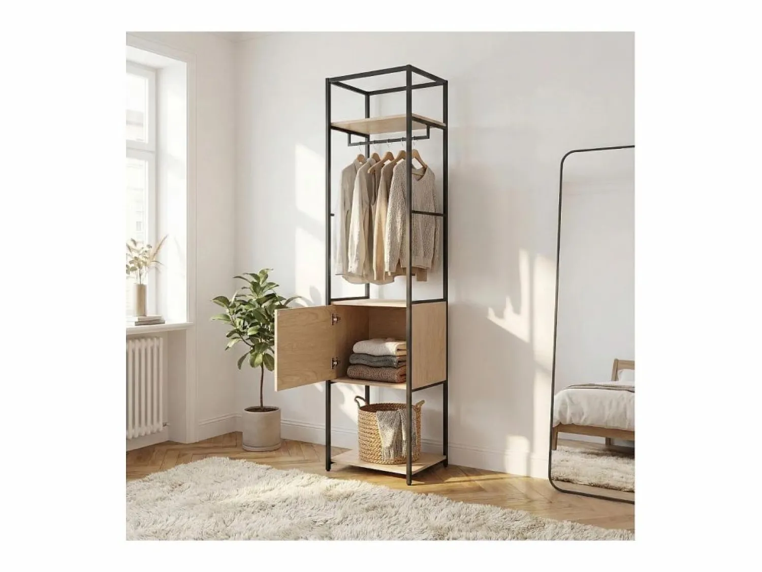 Perchero cerrado de madera y metal W50 x H200 cm JUNIO