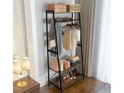 Outlet Perchero con dos estantes Armario de entrada estilo industrial Perchero H182cm Marru00f3n