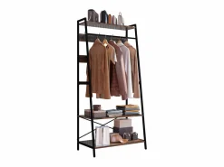 Outlet Perchero con dos estantes Armario de entrada estilo industrial Perchero H182cm Marru00f3n
