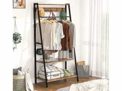 Outlet Perchero con dos estantes Armario de entrada estilo industrial Perchero H182cm Marru00f3n