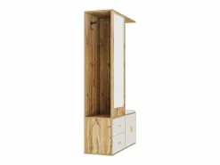 Online OKWISH Perchero con espejo, banco zapatero y barra retráctil para ropa - y natural Blanco
