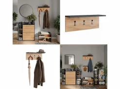 Sale Vicco Perchero con estante para sombreros antracita/roble dorado 60x18x21.6 orlando Gris antracita