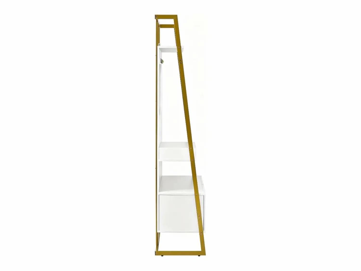 OKWISH Perchero con zapatero de dos puertas, ganchos metálicos y espejo - y dorado