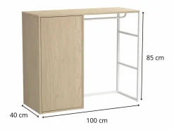 Sale Perchero de buhardilla KADRA de 100 x 85 cm con armario y mueble de almacenaje Blanco