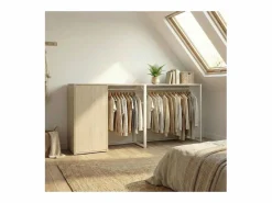 Sale Perchero de buhardilla KADRA de 100 x 85 cm con armario y mueble de almacenaje Blanco