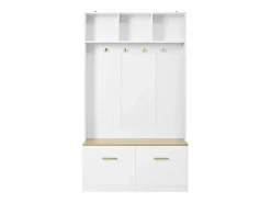 Hauss Spole Perchero de entrada con banco, 4 ganchos y 2 puertas 105×40×180 cm