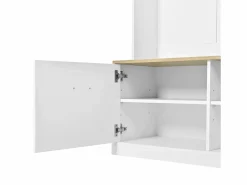 Hauss Spole Perchero de entrada con banco, 4 ganchos y 2 puertas 105×40×180 cm