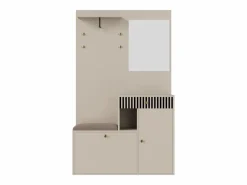 Discount OKWISH Perchero de entrada con banco para zapatos y espejo, espacio de almacenamiento - Beige Gris Gris claro