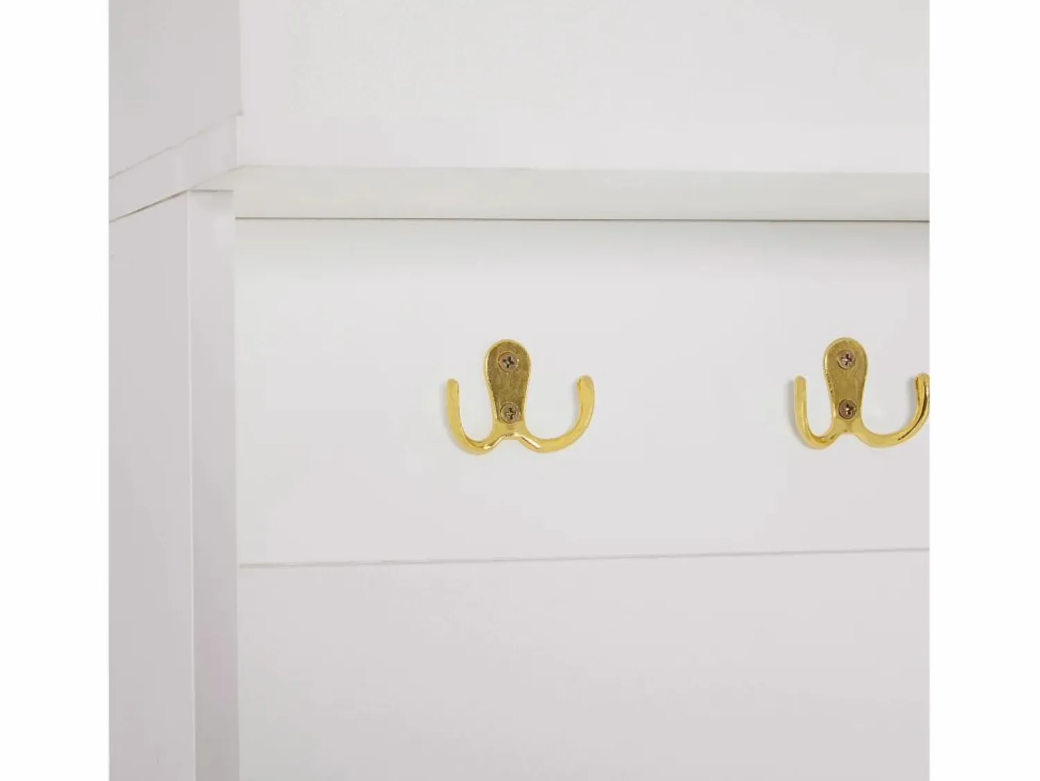 Discount OKWISH Perchero de entrada con zapatero, ganchos dorados y espacio abierto, Blanco