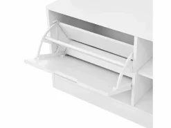Sale ModernLuxe Perchero de entrada moderno 100x40x185.4cm - con 6 ganchos y 1 puerta - con 4 estantes abiertos - Blanco