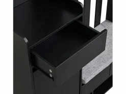 New OKWISH Perchero de entrada con banco acolchado, 4 ganchos y espacio de almacenamiento Negro