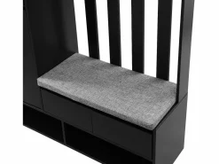 New OKWISH Perchero de entrada con banco acolchado, 4 ganchos y espacio de almacenamiento Negro