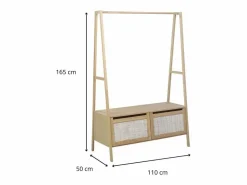 Hot Perchero de madera y ratán A110 x A165 cm ARKA Roble Burro Para Ropa