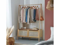 Hot Perchero de madera y ratán A110 x A165 cm ARKA Roble Burro Para Ropa