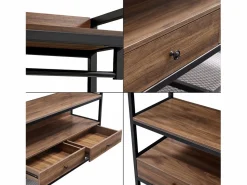Hot Helloshop26 Perchero de metal y MDF 180 x 120 x 40 cm efecto nogal 03_0008138 Negro