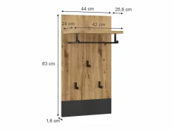 Discount Perchero de pared antracita 44x25.6x83 selena Perchero