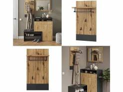 Discount Perchero de pared antracita 44x25.6x83 selena Perchero